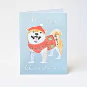 聖誕卡Happy Shiba快樂柴犬 淡藍