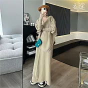 【衣途】慵懶風針織半身裙兩件套裝(KDAQ-073) FREE 卡其色