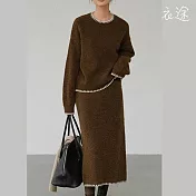 【衣途】復古優雅氣質針織半身裙套裝(KDAQ-124) FREE 深棕