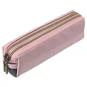 Raymay 雙拉鍊奢華筆袋/ 灰粉