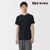 【MUJI 無印良品】男棉保暖圓領短袖T恤 S 黑色