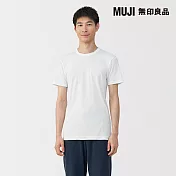 【MUJI 無印良品】男棉保暖圓領短袖T恤 S 白色