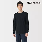 【MUJI 無印良品】男棉保暖圓領長袖T恤 S 黑色