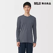 【MUJI 無印良品】男棉保暖圓領長袖T恤 S 深灰