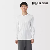 【MUJI 無印良品】男棉保暖圓領長袖T恤 S 白色