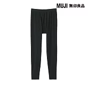 【MUJI 無印良品】男棉保暖全長緊身褲 L 黑色