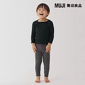 【MUJI 無印良品】幼兒棉保暖圓領長袖T恤 100 黑色