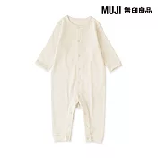 【MUJI 無印良品】新生兒無側縫針織長袖連身衣 60 原色