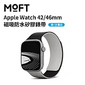 美國MOFT Apple Watch 42mm 磁吸防水矽膠錶帶 繽紛配色 一秒吸附 黑+沙灘白