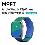 美國MOFT Apple Watch 46mm 磁吸防水矽膠錶帶 繽紛配色 一秒吸附 鈷石藍+ 仙蹤綠