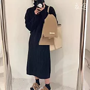 【衣途】麻花復古翻高領毛衣裙(KDSQ-d64) FREE 黑色