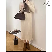 【衣途】流蘇裙擺針織連衣裙(KDSQ-986) FREE 杏色