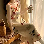 【AnZa】中式帶胸墊居家服睡衣連身裙(5色)    FREE 紅色鯉魚