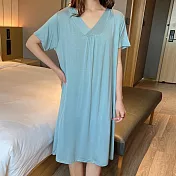 【AnZa】寬鬆莫代爾v領連身裙居家服(5色)     FREE 淺藍