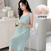 【AnZa】帶胸墊莫代爾背心居家服洋裝連身裙(3色)        FREE 淺藍