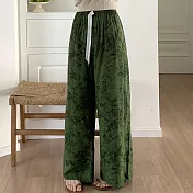 【AnZa】輕薄棉綢直筒印花長褲休閒褲(2色)     FREE 山水綠