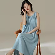 【AnZa】雲朵棉帶胸墊居家裙長裙連身裙(2色)    FREE 淺藍