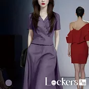 【Lockers 木櫃】減齡顯瘦兩件套裝 L114091003 短袖紫色M