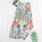 【AnZa】透氣輕薄涼爽棉綢休閒褲闊腿褲 (5色)    XL 灰色小草