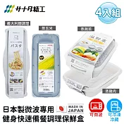 【日本SANADA】日本製微波專用健身快速備餐調理保鮮盒4入組