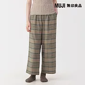 【MUJI 無印良品】女法蘭絨長褲 S 摩卡棕格紋