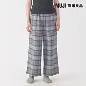 【MUJI 無印良品】女法蘭絨長褲 S 煙燻藍格紋