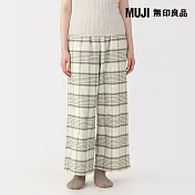 【MUJI 無印良品】女法蘭絨長褲 S 象牙白格紋