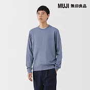 【MUJI 無印良品】男羊毛可水洗高密織圓領針織衫 S 淡藍