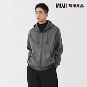 【MUJI 無印良品】男裏毛拉鍊連帽外套 S 墨灰