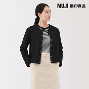 【MUJI 無印良品】女裏毛開襟衫 S 黑色