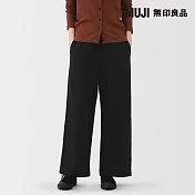 【MUJI 無印良品】女裏毛寬版褲 M 黑色