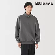 【MUJI 無印良品】男半拉鍊裏毛衫 S 墨灰