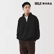 【MUJI 無印良品】男半拉鍊裏毛衫 L 黑色