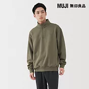 【MUJI 無印良品】男半拉鍊裏毛衫 S 卡其