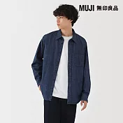 【MUJI 無印良品】男丹寧襯衫 S 暗藍