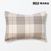 【MUJI 無印良品】棉法蘭絨枕套/43/ 米色格紋