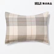 【MUJI 無印良品】棉法蘭絨枕套/50/ 米色格紋