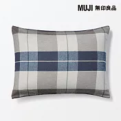 【MUJI 無印良品】棉法蘭絨枕套/50/ 深藍格紋