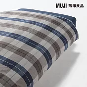 【MUJI 無印良品】棉法蘭絨被套/D/雙人/ 深藍格紋