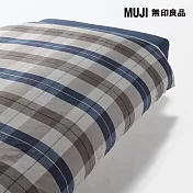 【MUJI 無印良品】棉法蘭絨被套/S/單人/ 深藍格紋