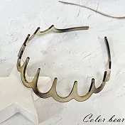 【卡樂熊】基本亮面高顱頂齒梳造型髮箍- 亮面黑咖色