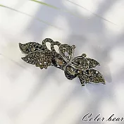 【卡樂熊】韓系輕奢閃鑽造型彈簧夾/髮夾- 蝴蝶葉