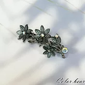 【卡樂熊】韓系綻花縈枝造型彈簧夾/髮夾- 黑色