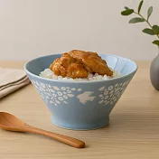 【日本Minoru】Lintu飛鳥花草 陶瓷餐碗300ml ‧ 藍