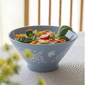 【日本Minoru】Lintu飛鳥花草 陶瓷餐碗850ml ‧ 藍