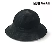 【MUJI 無印良品】吉貝木棉混燈芯絨平頂有簷帽56.5-59cm 黑色