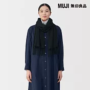 【MUJI 無印良品】蓬鬆羊毛圍巾 黑色