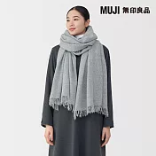 【MUJI 無印良品】蓬鬆羊毛大披肩(輕薄) 淺灰