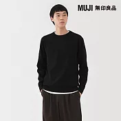 【MUJI 無印良品】男可水洗米蘭諾螺紋圓領針織衫 S 黑色