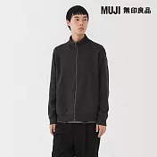 【MUJI 無印良品】男可水洗米蘭諾螺紋拉鍊開襟衫 S 深灰